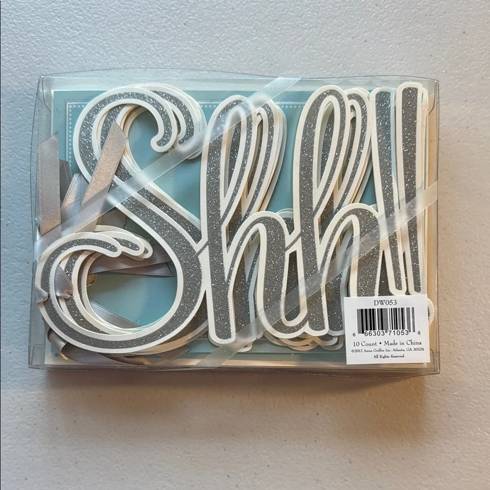 Anna Griffin Lot of 3 Packs-Shh! Glitter Accent Teal Party Invitations 30 total